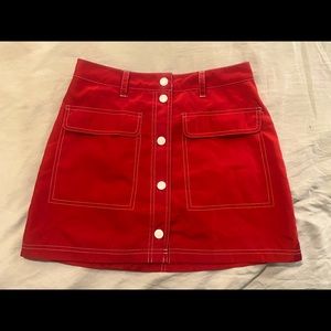 Red Mini Skirt - buttons up front